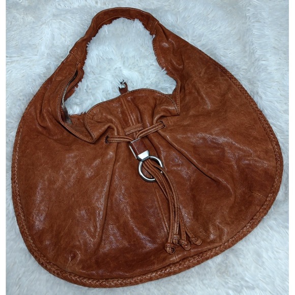 Vintage Cole Haan Brown basket weave leather shoulder bag handbag 90s Boho Hippy - Picture 2 of 11